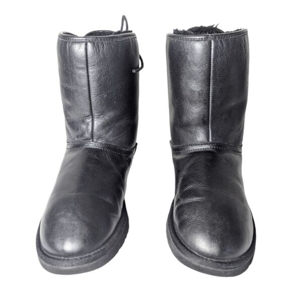 UGG Mariana "Black" Leather Winter Boot Size 6 - Picture 4 of 6